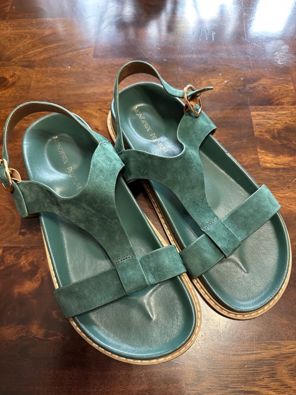 Green Suede Strap Women’s Sandals - Picture 2 of 6